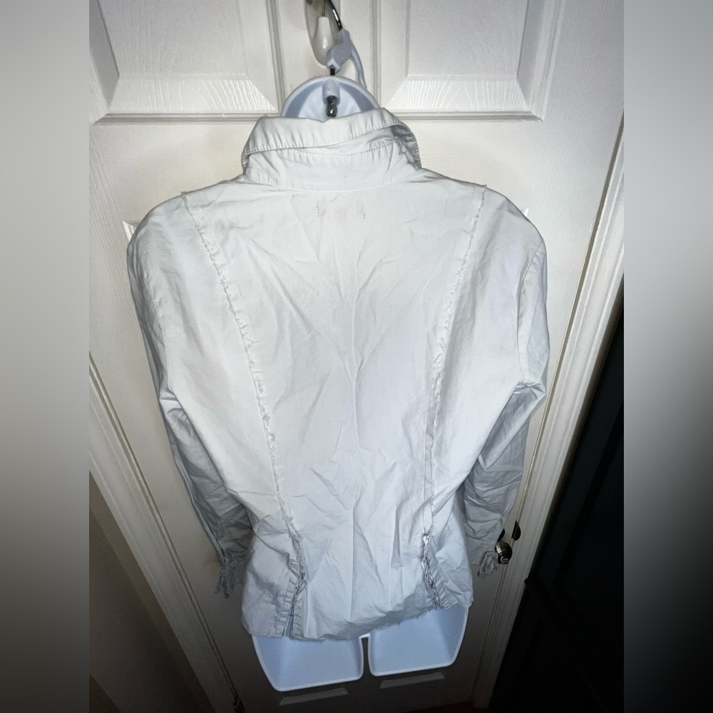 Tucker Women’s Large Blue Collared Cotton Long Sleeve Oxford Shirt Button Up L - Picture 7 of 15